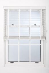 Furnished White Faux Wood Venetian Blinds - 50mm Slat Window Shade for Home & Office - Size: 215 cm width x 210 cm drop - thumbnail 2