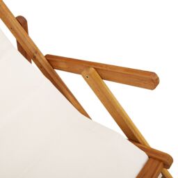 Berkfield Home 2 Pack of Folding Beach Chairs - Light Grey, Acacia Wood & Textilene in Light Grey - thumbnail 8