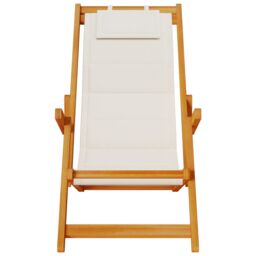 Berkfield Home 2 Pack of Folding Beach Chairs - Light Grey, Acacia Wood & Textilene in Light Grey - thumbnail 6