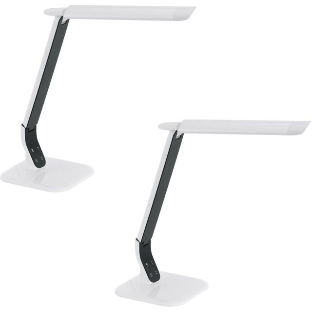 Loops 2 PACK Table Desk Lamp White Steel Black Plastic Touch On/Off LED 6W Included - image 1