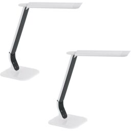 Loops 2 PACK Table Desk Lamp White Steel Black Plastic Touch On/Off LED 6W Included