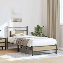 Berkfield Home Bed Frame without Mattress Sonoma Oak 75x190 cm Small Single Engineered Wood in Brown - thumbnail 5