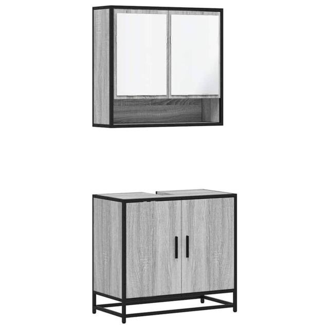 Berkfield Home 2 Piece Bathroom Furniture Set Grey Sonoma Engineered Wood - image 1