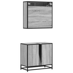 Berkfield Home 2 Piece Bathroom Furniture Set Grey Sonoma Engineered Wood - thumbnail 7