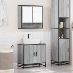 Berkfield Home 2 Piece Bathroom Furniture Set Grey Sonoma Engineered Wood - thumbnail 3