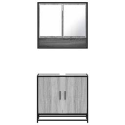 Berkfield Home 2 Piece Bathroom Furniture Set Grey Sonoma Engineered Wood - thumbnail 5