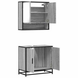 Berkfield Home 2 Piece Bathroom Furniture Set Grey Sonoma Engineered Wood - thumbnail 8