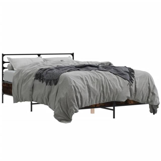 Berkfield Home Bed Frame without Mattress Smoked Oak 120x200 cm in Brown - Size: Small Double - image 1