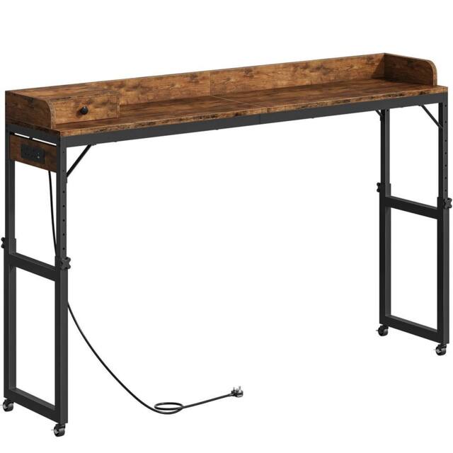 Nordara Mobile Overbed Desk with Wheels Adjustable 84-109cm in Brown - image 1