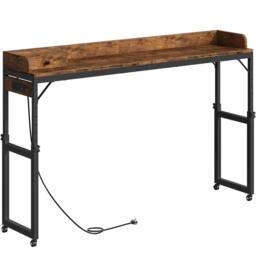Nordara Mobile Overbed Desk with Wheels Adjustable 84-109cm in Brown - thumbnail 1