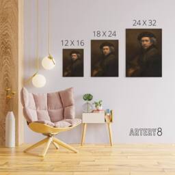 "Artery8 Self Portrait Artists Ageing Rembrandt Canvas Wall Art Print in Brown - Size: W12"" x H16""" - thumbnail 4
