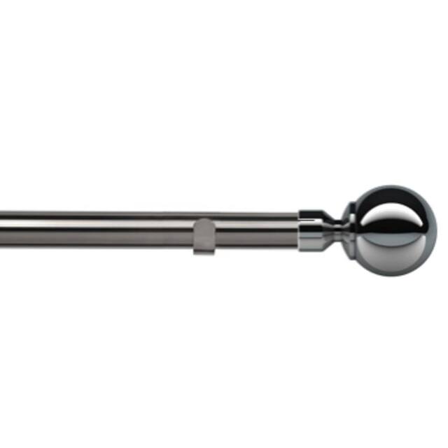 New Edge Blinds 28mm Fixed Length Metal Eyelet Curtain Pole Set - Met Ball Finial in Grey - Size: 330 cm - image 1