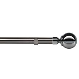 New Edge Blinds 28mm Fixed Length Metal Eyelet Curtain Pole Set - Met Ball Finial in Grey - Size: 330 cm - thumbnail 1