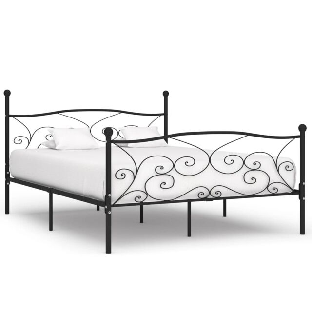 Berkfield Home Bed Frame with Slatted Base Black Metal 180x200 cm Super King - image 1
