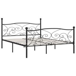 Berkfield Home Bed Frame with Slatted Base Black Metal 180x200 cm Super King - thumbnail 2