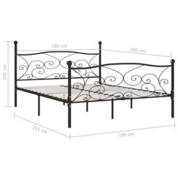 Berkfield Home Bed Frame with Slatted Base Black Metal 180x200 cm Super King - thumbnail 5