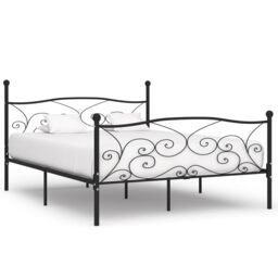 Berkfield Home Bed Frame with Slatted Base Black Metal 180x200 cm Super King - thumbnail 1