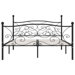 Berkfield Home Bed Frame with Slatted Base Black Metal 180x200 cm Super King - thumbnail 3