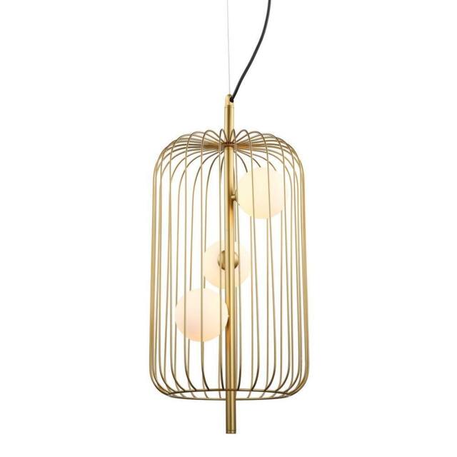 Netlighting Modern Hanging Pendant Golden 3 Light with Gold White Shade G9 - image 1