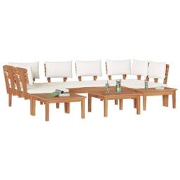 Berkfield Home Versatile 4 Piece Garden Bench Set with Cushions - Solid Teak Wood in Brown - thumbnail 1