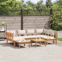 Berkfield Home Versatile 4 Piece Garden Bench Set with Cushions - Solid Teak Wood in Brown - thumbnail 4