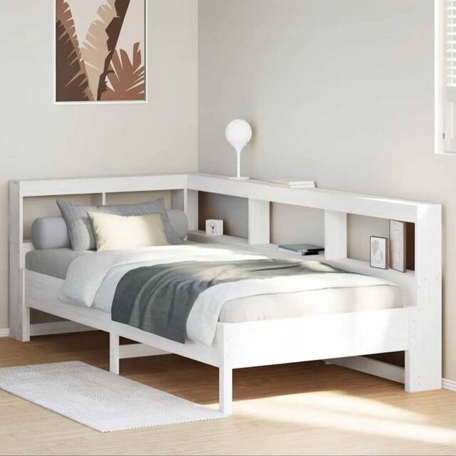 Berkfield Home Bookcase Bed without Mattress White 90x200 cm Solid Wood Pine - image 1