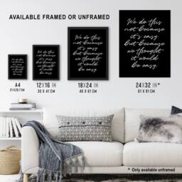 Artery8 We Do This Not Because It's Easy Funny Cheeky Framed Wall Art Print in Black - Size: A4 - thumbnail 3