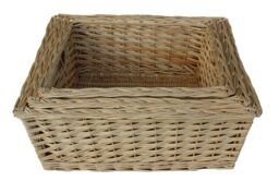 Red Hamper Wicker Set of 3 Kitchen Storage Basket in Brown - thumbnail 2