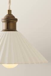 ValueLights Burford White Ceramic Ribbed Adjustable Drop Wall Light in Cream - thumbnail 3