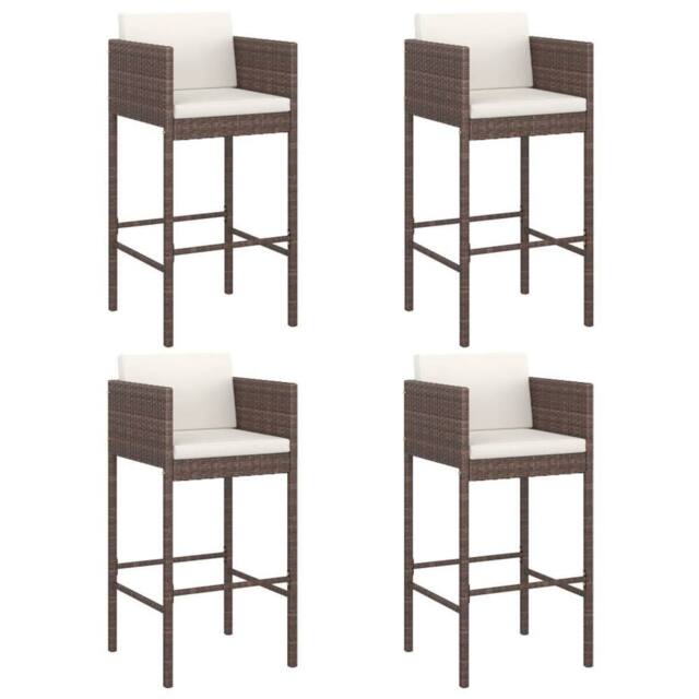 Berkfield Home Beautiful 5 Piece Garden Bar Set with Cushions Brown Poly Rattan - image 1