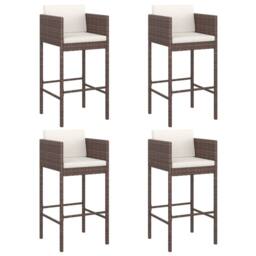 Berkfield Home Beautiful 5 Piece Garden Bar Set with Cushions Brown Poly Rattan - thumbnail 1