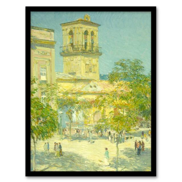 Artery8 Childe Hassam Framed Wall Art Street of the Great Captain Cityscape - Size: A4 - image 1