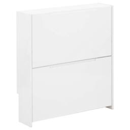 FORGEVIO White High Gloss Narrow 2 Tier Shoe Cabinet - thumbnail 5