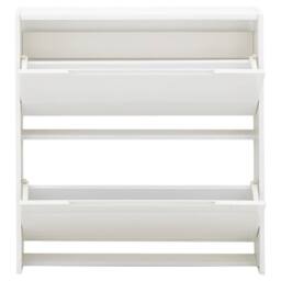 FORGEVIO White High Gloss Narrow 2 Tier Shoe Cabinet - thumbnail 4