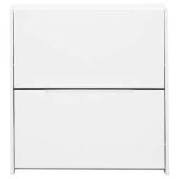 FORGEVIO White High Gloss Narrow 2 Tier Shoe Cabinet - thumbnail 3