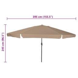 Berkfield Home Garden Parasol √∏395x245 cm Taupe - Size: 395x245 cm - thumbnail 7