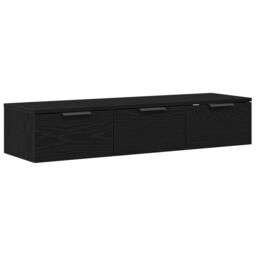 Berkfield Home Black Oak Wall Cabinet 102x30x20 cm Made of Engineered Wood - Size: 102 x 30 x 20 cm - thumbnail 5