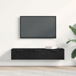 Berkfield Home Black Oak Wall Cabinet 102x30x20 cm Made of Engineered Wood - Size: 102 x 30 x 20 cm - thumbnail 4