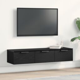 Berkfield Home Black Oak Wall Cabinet 102x30x20 cm Made of Engineered Wood - Size: 102 x 30 x 20 cm - thumbnail 1