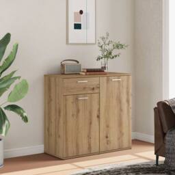 Berkfield Home Sideboard Artisan Oak 80x36x75 cm Engineered Wood in Brown - Size: 80 x 36 x 75 cm - thumbnail 2