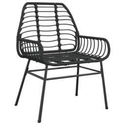 Berkfield Home 7 Piece Garden Dining Set Black Poly Rattan Glass - thumbnail 4