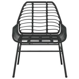 Berkfield Home 7 Piece Garden Dining Set Black Poly Rattan Glass - thumbnail 5