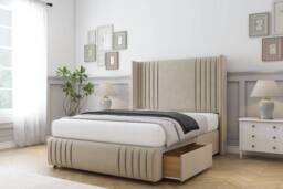 "Comfort Beds Elise Coniston Divan Base 2 Drawers - 54"" Wingback-Footboard in Cream - Size: Double" - thumbnail 1