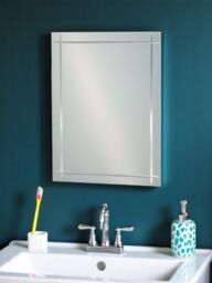 Showerdrape Marylebone Rectangular Wall Mounted Frameless Diamond Cut Bevelled Edge Bathroom Mirror 60 x 45cm in Silver - Size: 60 x 45 cm - thumbnail 1