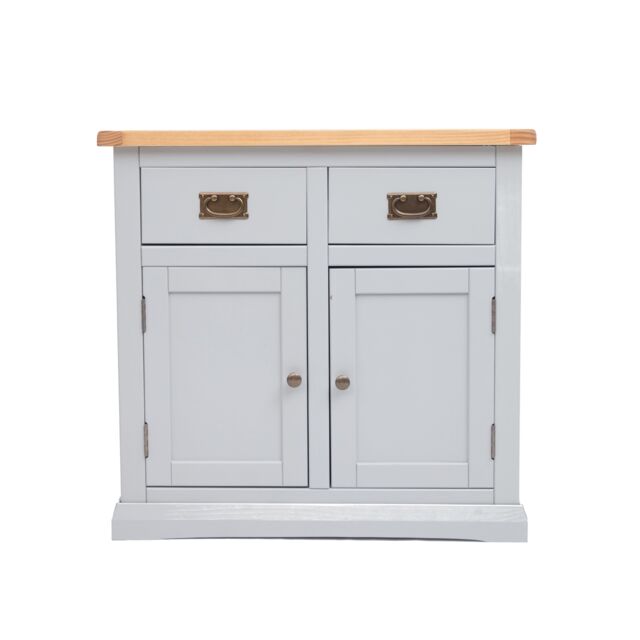 Cabinet Bits Loreo Light Grey 2 Drawer 2 Door Sideboard Brass Drop Handle - image 1