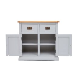 Cabinet Bits Loreo Light Grey 2 Drawer 2 Door Sideboard Brass Drop Handle - thumbnail 4