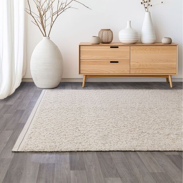 The Rug Shop UK Cream Handmade Modern Plain Viscose Easy To Clean Ivory Area Rug - Size: 160 cm x 230 cm - image 1