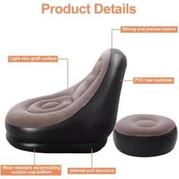 VOGREX Inflatable Sofa Chair With Footrest & Hand Foot Pump Included - thumbnail 4