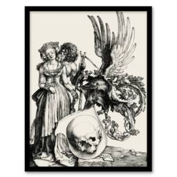 "Artery8 Coat of Arms with a Skull Albrecht Durer Framed Wall Art Print in White - Size: W12"" x H16""" - thumbnail 1