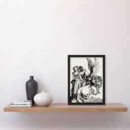 "Artery8 Coat of Arms with a Skull Albrecht Durer Framed Wall Art Print in White - Size: W12"" x H16""" - thumbnail 4